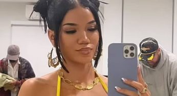 Jhené Aiko Shows Off Baby Bump In Yellow Bikini Top