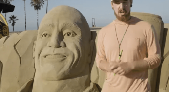 The Rock Reacts To Massive Sand Sculpture Of His Likeness