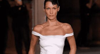 Bella Hadid Walks Runway In A Body Painted Dress