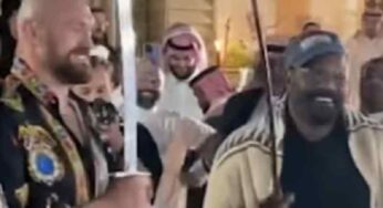 Mike Tyson and Tyson Fury Dance With Swords Along With Saudi Arabian Princes